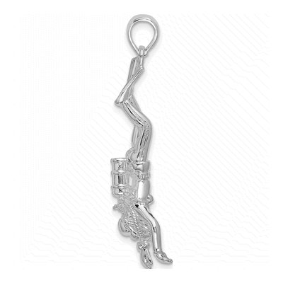 Sterling Silver 3D Scuba Diver Pendant – view 3