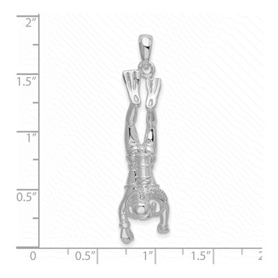 Sterling Silver 3D Scuba Diver Pendant – view 4