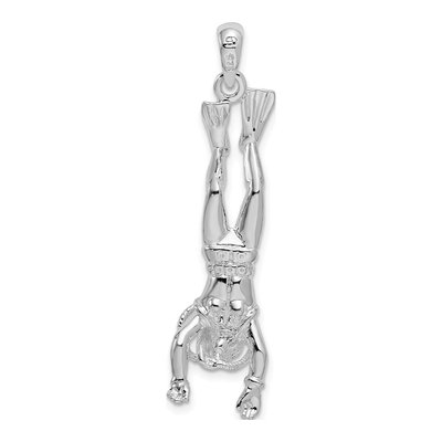 Sterling Silver 3D Scuba Diver Pendant – view 5
