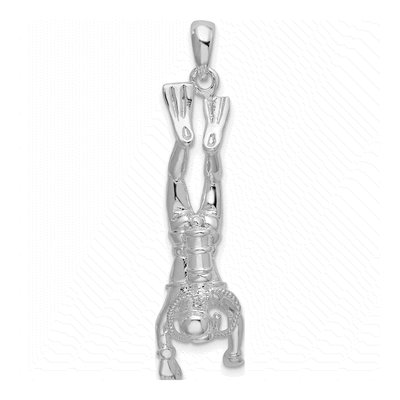 Sterling Silver 3D Scuba Diver Pendant