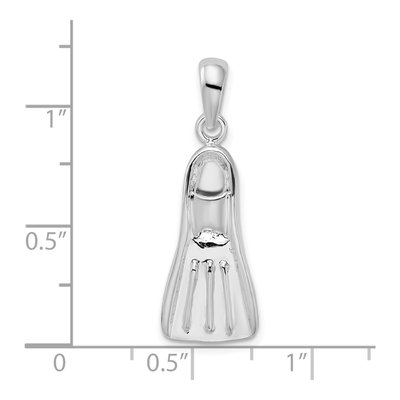 Sterling Silver 3D Scuba Flipper Pendant – view 4