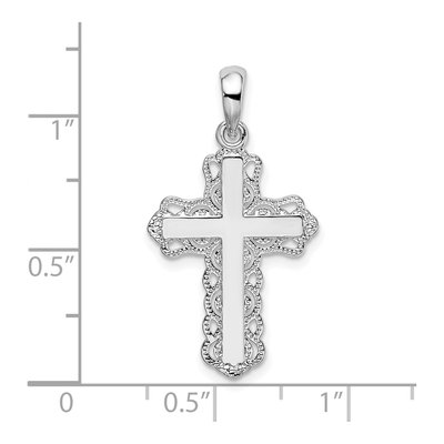 Sterling Silver Filigree Lace-Edge Cross Pendant – view 4