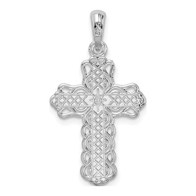 Sterling Silver Filigree Lace-Edge Cross Pendant – view 5