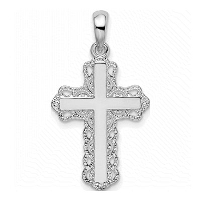 Sterling Silver Filigree Lace-Edge Cross Pendant