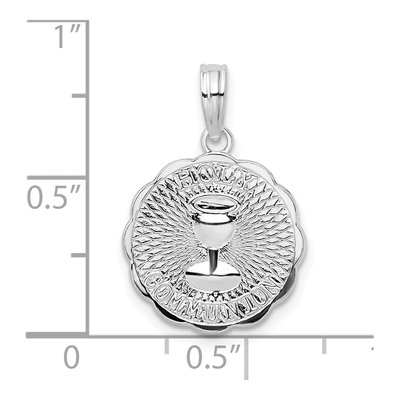 Sterling Silver Holy Communion Scalloped Pendant – view 4