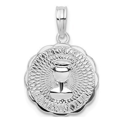 Sterling Silver Holy Communion Scalloped Pendant