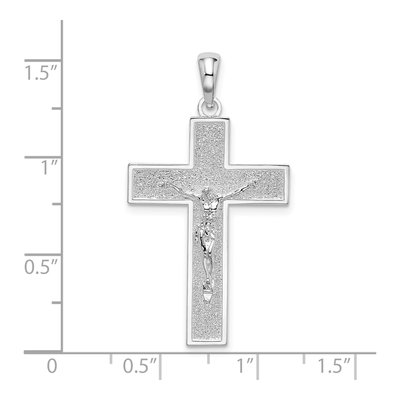 Sterling Silver Textured Latin Crucifix Pendant – view 4