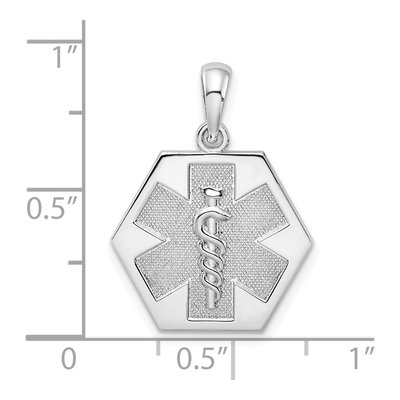 Sterling Silver Caduceus Hexagon Disc Pendant – view 4