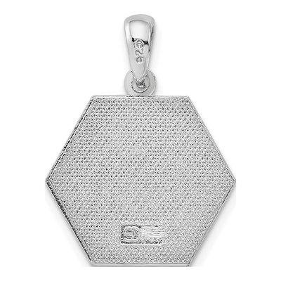 Sterling Silver Caduceus Hexagon Disc Pendant – view 5