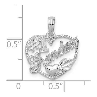 Sterling Silver Grandma Heart Number 1 Pendant – view 4
