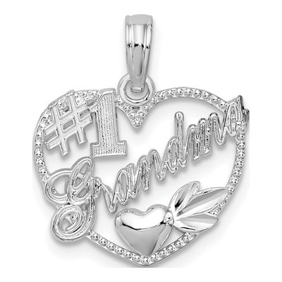 Sterling Silver Grandma Heart Number 1 Pendant