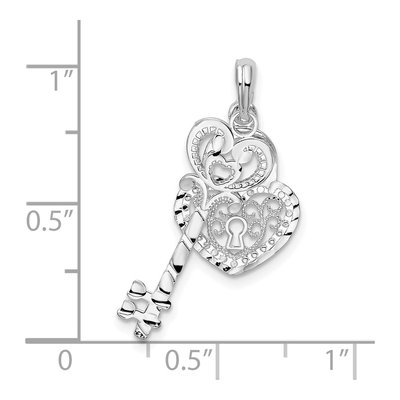 Sterling Silver Moveable Key Heart Lock Pendant – view 4