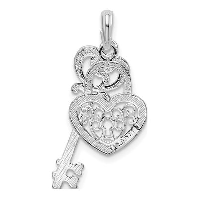 Sterling Silver Moveable Key Heart Lock Pendant – view 5