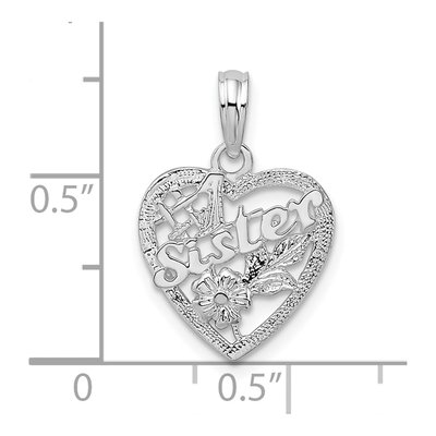 Sterling Silver Sister Heart Number 1 Pendant – view 4