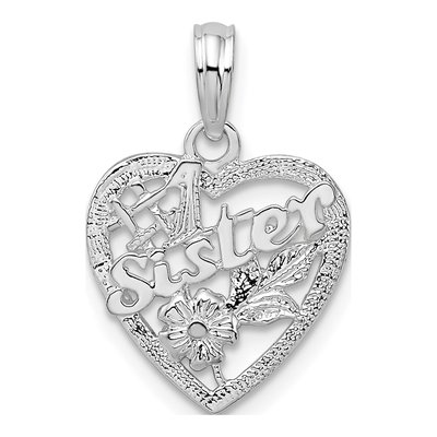 Sterling Silver Sister Heart Number 1 Pendant