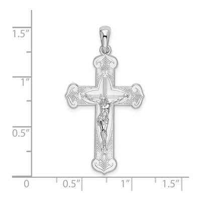 Sterling Silver Budded Crucifix Pendant – view 4