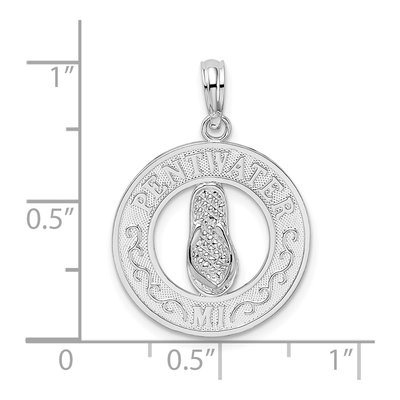 Sterling Silver Pentwater Michigan Flip Flop Pendant – view 4