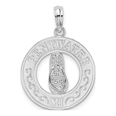 Sterling Silver Pentwater Michigan Flip Flop Pendant
