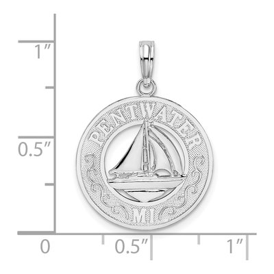 Sterling Silver Pentwater Michigan Sailboat Circle Pendant – view 4