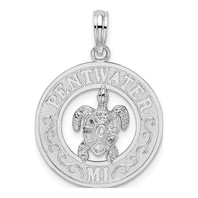 Sterling Silver Pentwater Michigan Turtle Pendant