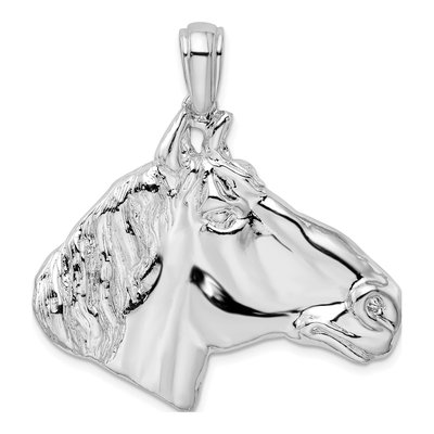 Sterling Silver Large Horse Head Pendant