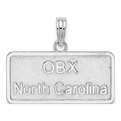 Sterling Silver OBX North Carolina License Plate Pendant