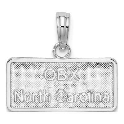 Sterling Silver OBX North Carolina License Plate Pendant