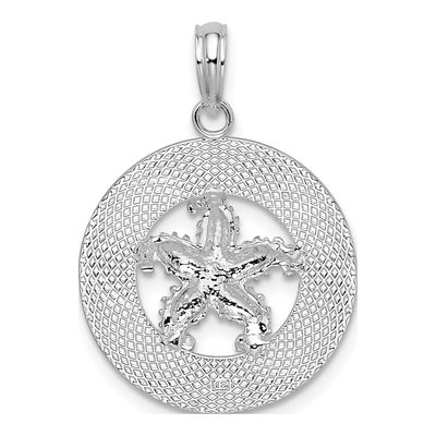 Sterling Silver Port Aransas Circle Starfish Pendant – view 5