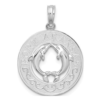 Sterling Silver Dolphin Circle Pendant