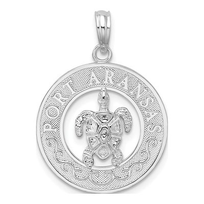Sterling Silver Turtle Circle Pendant