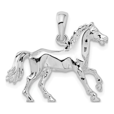 Sterling Silver 3D Walking Horse Pendant