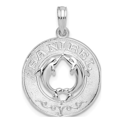 Sterling Silver Dolphin Circle Pendant