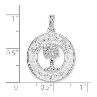 Sterling Silver Sanibel Circle Palm Tree Pendant – view 4