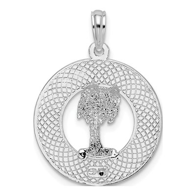 Sterling Silver Sanibel Circle Palm Tree Pendant – view 5