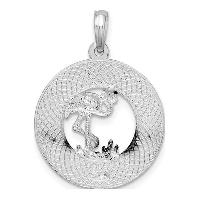 Sterling Silver Flamingo Circle Pendant – view 5