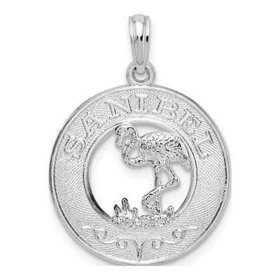 Sterling Silver Flamingo Circle Pendant