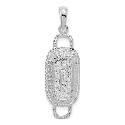 Sterling Silver 3D Rectangular Basket Pendant – view 5