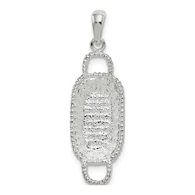 Sterling Silver 3D Rectangular Basket Pendant