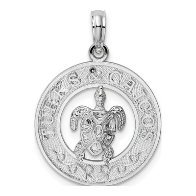 Sterling Silver Turks Caicos Turtle Pendant