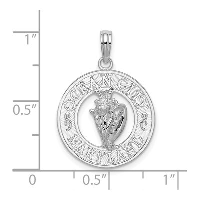 Sterling Silver Ocean City MD Shell Circle Pendant – view 4