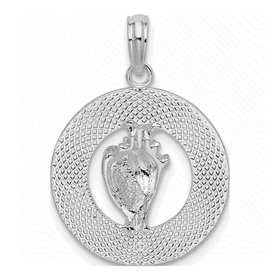 Sterling Silver Ocean City MD Shell Circle Pendant – view 5