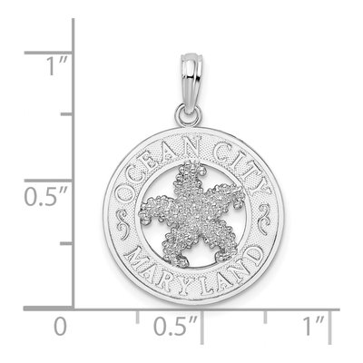 Sterling Silver Ocean City MD Starfish Circle Pendant – view 4