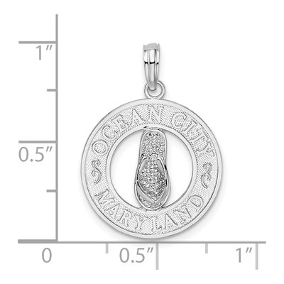 Sterling Silver Ocean City MD Flip-Flop Pendant – view 4