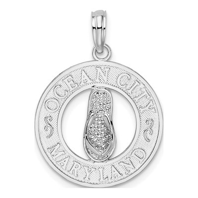 Sterling Silver Ocean City MD Flip-Flop Pendant