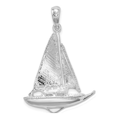 Sterling Silver 3D Sailboat Pendant – view 5
