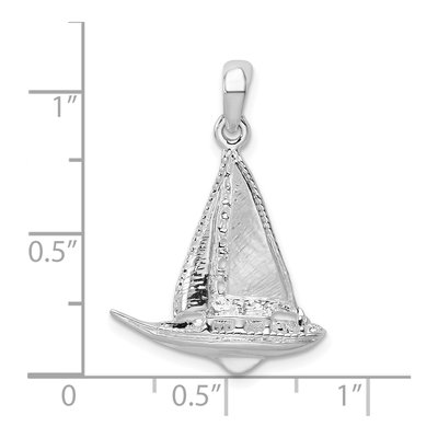 Sterling Silver 3D Sailboat Pendant – view 3