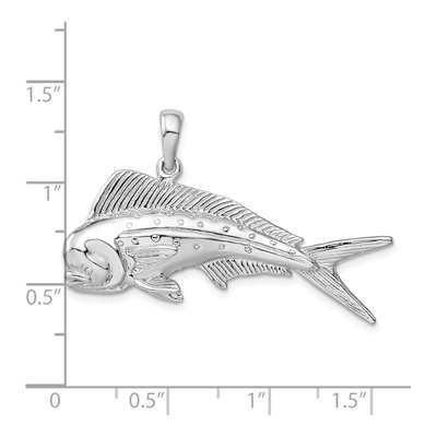 Sterling Silver 3D Mahi-Mahi Fish Pendant – view 4
