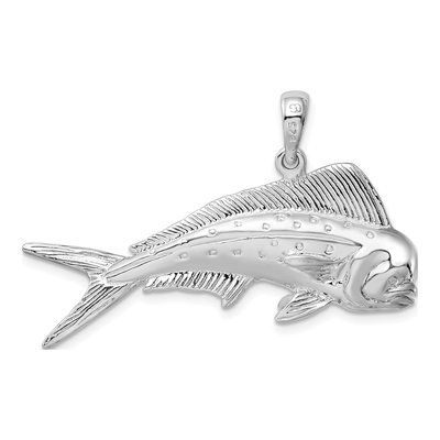 Sterling Silver 3D Mahi-Mahi Fish Pendant – view 5