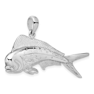 Sterling Silver 3D Mahi-Mahi Fish Pendant – view 6