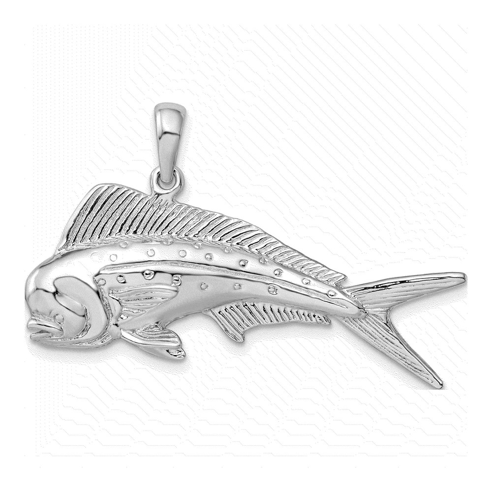 Sterling Silver 3D Mahi-Mahi Fish Pendant